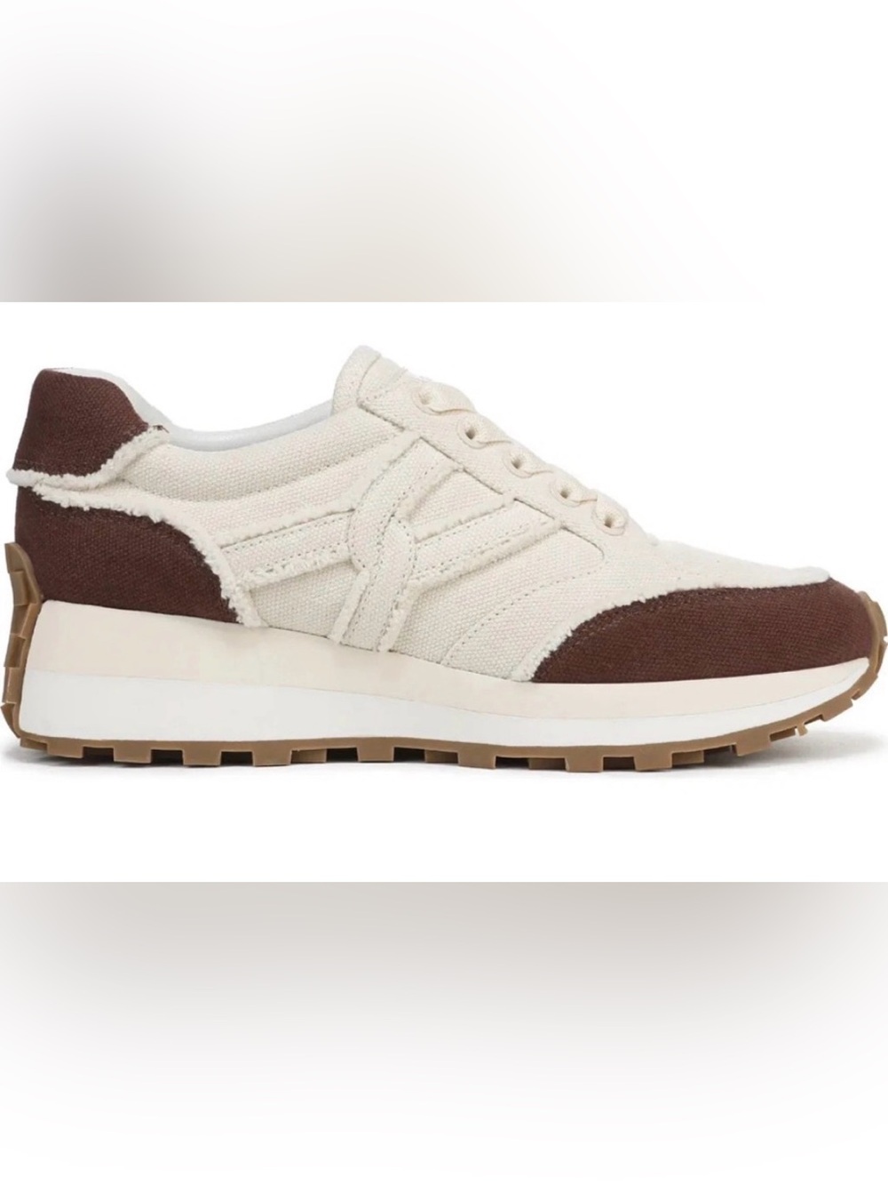 NWT Veronica Beard Valentina Size 8.5 Chocolate & Parchment Canvas Sneaker - Picture 4 of 16